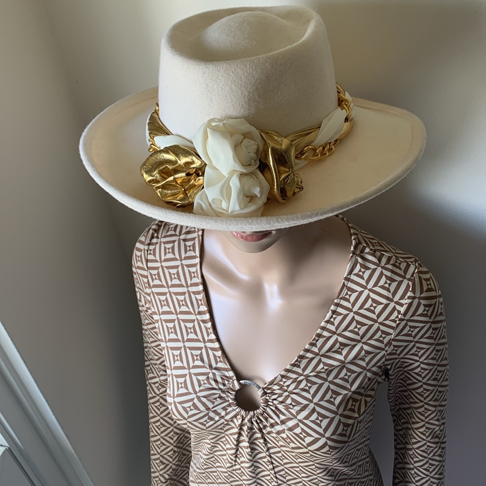 Vintage 100% Wool off/white hat - Picture 10 of 11